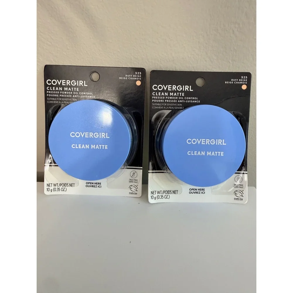 Covergirl Clean Matte Pressed Powder 10g Buff Beige 525 2pk Oil Control NWT